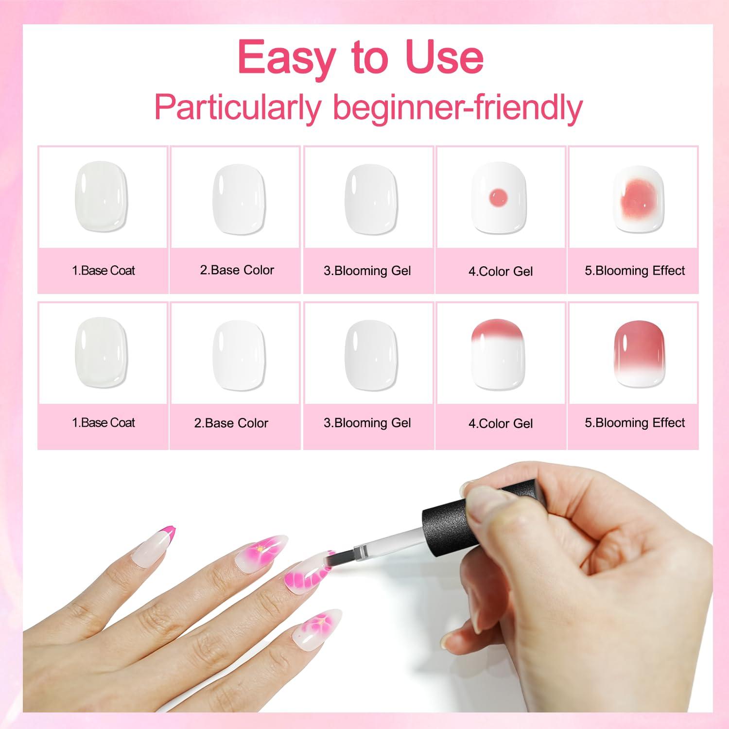 imageJODSONE 10ML Blooming Gel Nail Polish Clear Marble Nail Nail Art Accessories for Spreading Effects Floral Print Watercolor Design for Women10ml Blooming Gel Nail Polish