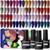 imageJODSONE 60 PCS Gel Nail Polish Kit with U V Light 55 Colors No Wipe Beautiful Colors Nail Gel Polish Base Top Coat Manicure Gifts for Salon and at Home32SET12A