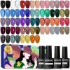 imageJODSONE 60 PCS Gel Nail Polish Kit with U V Light 55 Colors No Wipe Beautiful Colors Nail Gel Polish Base Top Coat Manicure Gifts for Salon and at Home32SETJelly