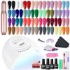 imageJODSONE Gel Nail Polish Kit with U V Light 32 Colors Gel Polish Set Soak Off Nail Kit Nail Art Salon or Home DIY Manicure Tools Gifts for Women32KIT 1G 01A 107P