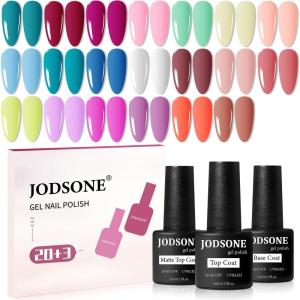 imageJODSONE 60 PCS Gel Nail Polish Kit with U V Light 55 Colors No Wipe Beautiful Colors Nail Gel Polish Base Top Coat Manicure Gifts for Salon and at Home20SET5F