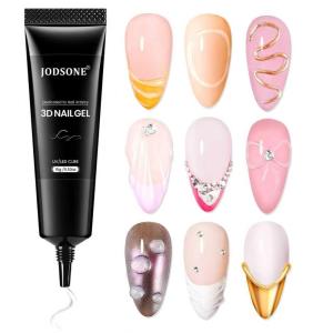 imageJODSONE Clear 3D Gel Nail Art  15g No Wipe Crystal Clear Sculpting Gel for DIY 3D Nail Art Design Texture Molding ampamp Rhinestone Decoration15g