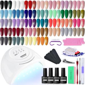 imageJODSONE Gel Nail Polish Kit with U V Light 32 Colors Gel Polish Set Soak Off Nail Kit Nail Art Salon or Home DIY Manicure Tools Gifts for Women32KIT 1G 01A