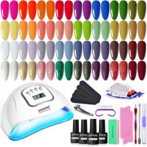 imageJODSONE Gel Nail Polish Kit with U V Light 32 Colors Gel Polish Set Soak Off Nail Kit Nail Art Salon or Home DIY Manicure Tools Gifts for Womenrainbow candy a01