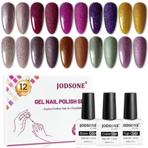 imageJODSONE Gel Nail Polish Starter Set 100 Pieces Multicolor Gel Nail Polish Nail Salon Home Use In Shine10Color12