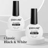 imageJODSONE 10ml 6 Colors Jelly Gel Nail Polish Set Ocean Blue Turquoise Gel Polish with Crystal Long Lasting All Seasons Need U V Lampblack and white