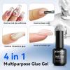 imageJODSONE 15ml Nail Glue Gel 5 in 1 for Nail Tips Long Lasting Extension Glue for Clear Nail Tips and Clear Press on Nails Nail Repair Treatment Salon Art DIY at Home Need U V Light Cured15ml nail gel glue
