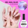 imageJODSONE 15ml Nail Glue Gel 5 in 1 for Nail Tips Long Lasting Extension Glue for Clear Nail Tips and Clear Press on Nails Nail Repair Treatment Salon Art DIY at Home Need U V Light CuredClear