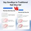 imageJODSONE 15ml Nail Glue Gel 5 in 1 for Nail Tips Long Lasting Extension Glue for Clear Nail Tips and Clear Press on Nails Nail Repair Treatment Salon Art DIY at Home Need U V Light Cured15ml nail gel glue