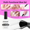 imageJODSONE 15ml Nail Glue Gel 5 in 1 for Nail Tips Long Lasting Extension Glue for Clear Nail Tips and Clear Press on Nails Nail Repair Treatment Salon Art DIY at Home Need U V Light CuredClear