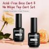 imageJODSONE 2 Bottles of Top Coat Base Coat Set No Wipe Foundation Combination Bright Surface At Home DIY Nail Salon Girl Gift2 Pcs 15mlBT