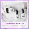 imageJODSONE 3Pcs 10ml Top and Base Coat Nail Glue Gel Set No Wipe for Long Lasting Manicures Nail Glue Gel for Securely Attaching False Nails and Decorations Requires U V Lamp Curing10MLBTM