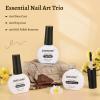 imageJODSONE 3Pcs 10ml Top and Base Coat Nail Glue Gel Set No Wipe for Long Lasting Manicures Nail Glue Gel for Securely Attaching False Nails and Decorations Requires U V Lamp Curing10MLBTR