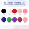 imageJODSONE Art Gel Liner Set 10 Colors Black Red Blue Need U V Lamp Cured with Thin Brush Gift for Girls at Home Salon Design10colors set2