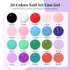 imageJODSONE Art Gel Liner Set 10 Colors Black Red Blue Need U V Lamp Cured with Thin Brush Gift for Girls at Home Salon DesignLB01LB20