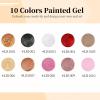 imageJODSONE Art Gel Liner Set 10 Colors Black Red Blue Need U V Lamp Cured with Thin Brush Gift for Girls at Home Salon DesignLB1001LB1010