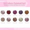 imageJODSONE Art Gel Liner Set 10 Colors Black Red Blue Need U V Lamp Cured with Thin Brush Gift for Girls at Home Salon DesignLB1201LB1210