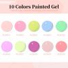 imageJODSONE Art Gel Liner Set 10 Colors Black Red Blue Need U V Lamp Cured with Thin Brush Gift for Girls at Home Salon DesignLB501LB510