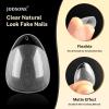 imageJODSONE Short Orbicular Half Matte Pre shaped Soft Gel Tips Fake Nails False Acrylic Clear Full Cover Press on Extension Gel Kit Manicure DIY at Home 240PCS 10SizesShort Obese Almond