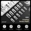 imageJODSONE Short Orbicular Half Matte Pre shaped Soft Gel Tips Fake Nails False Acrylic Clear Full Cover Press on Extension Gel Kit Manicure DIY at Home 240PCS 10SizesSquare