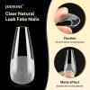imageJODSONE Short Orbicular Half Matte Pre shaped Soft Gel Tips Fake Nails False Acrylic Clear Full Cover Press on Extension Gel Kit Manicure DIY at Home 240PCS 10SizesLong Straight