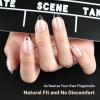 imageJODSONE Short Orbicular Half Matte Pre shaped Soft Gel Tips Fake Nails False Acrylic Clear Full Cover Press on Extension Gel Kit Manicure DIY at Home 240PCS 10SizesShort Obese Almond
