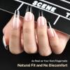 imageJODSONE Short Orbicular Half Matte Pre shaped Soft Gel Tips Fake Nails False Acrylic Clear Full Cover Press on Extension Gel Kit Manicure DIY at Home 240PCS 10SizesShort Straight