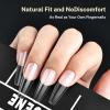 imageJODSONE Short Orbicular Half Matte Pre shaped Soft Gel Tips Fake Nails False Acrylic Clear Full Cover Press on Extension Gel Kit Manicure DIY at Home 240PCS 10SizesLong Straight