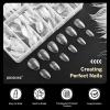 imageJODSONE Short Orbicular Half Matte Pre shaped Soft Gel Tips Fake Nails False Acrylic Clear Full Cover Press on Extension Gel Kit Manicure DIY at Home 240PCS 10SizesShort Obese Almond