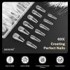 imageJODSONE Short Orbicular Half Matte Pre shaped Soft Gel Tips Fake Nails False Acrylic Clear Full Cover Press on Extension Gel Kit Manicure DIY at Home 240PCS 10SizesLong Straight
