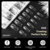 imageJODSONE Short Orbicular Half Matte Pre shaped Soft Gel Tips Fake Nails False Acrylic Clear Full Cover Press on Extension Gel Kit Manicure DIY at Home 240PCS 10SizesShort Straight
