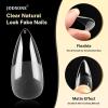 imageJODSONE Short Orbicular Half Matte Pre shaped Soft Gel Tips Fake Nails False Acrylic Clear Full Cover Press on Extension Gel Kit Manicure DIY at Home 240PCS 10SizesLong Almond