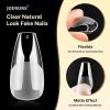 imageJODSONE Short Orbicular Half Matte Pre shaped Soft Gel Tips Fake Nails False Acrylic Clear Full Cover Press on Extension Gel Kit Manicure DIY at Home 240PCS 10SizesShort Straight