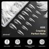 imageJODSONE Short Orbicular Half Matte Pre shaped Soft Gel Tips Fake Nails False Acrylic Clear Full Cover Press on Extension Gel Kit Manicure DIY at Home 240PCS 10SizesLong Almond