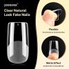 imageJODSONE Short Orbicular Half Matte Pre shaped Soft Gel Tips Fake Nails False Acrylic Clear Full Cover Press on Extension Gel Kit Manicure DIY at Home 240PCS 10SizesSquare
