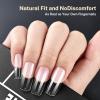 imageJODSONE Short Orbicular Half Matte Pre shaped Soft Gel Tips Fake Nails False Acrylic Clear Full Cover Press on Extension Gel Kit Manicure DIY at Home 240PCS 10SizesSquare
