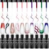 imageJODSONE Art Gel Liner Set 10 Colors Black Red Blue Need U V Lamp Cured with Thin Brush Gift for Girls at Home Salon Design10colors set2