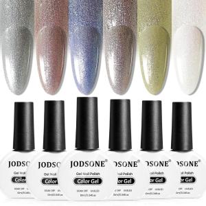 imageJODSONE 10ml 6 Colors Jelly Gel Nail Polish Set Ocean Blue Turquoise Gel Polish with Crystal Long Lasting All Seasons Need U V Lamp6color09