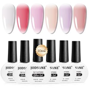 imageJODSONE 10ml 6 Colors Jelly Gel Nail Polish Set Ocean Blue Turquoise Gel Polish with Crystal Long Lasting All Seasons Need U V Lamp6colors1