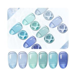imageJODSONE 10ml 6 Colors Jelly Gel Nail Polish Set Ocean Blue Turquoise Gel Polish with Crystal Long Lasting All Seasons Need U V Lamp6colors11