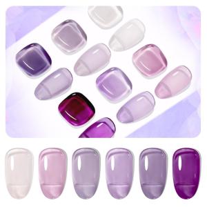 imageJODSONE 10ml 6 Colors Jelly Gel Nail Polish Set Ocean Blue Turquoise Gel Polish with Crystal Long Lasting All Seasons Need U V Lamp6colors15