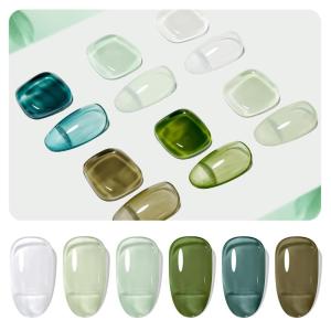 imageJODSONE 10ml 6 Colors Jelly Gel Nail Polish Set Ocean Blue Turquoise Gel Polish with Crystal Long Lasting All Seasons Need U V Lamp6colors16
