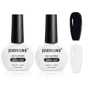 imageJODSONE 10ml 6 Colors Jelly Gel Nail Polish Set Ocean Blue Turquoise Gel Polish with Crystal Long Lasting All Seasons Need U V Lampblack and white