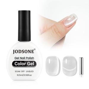 imageJODSONE 10ml Cat Eye Gel Nail Polish Set Pink Brown Collection 6 Colors for Holographic Glitter Cat Eye with Magnet at Home Salon Design Gift for GirlsMoonlight Silvery Glassy Holographic