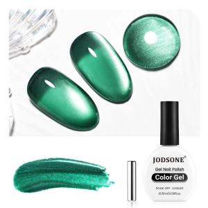 imageJODSONE 10ml Cat Eye Gel Nail Polish Set Pink Brown Collection 6 Colors for Holographic Glitter Cat Eye with Magnet at Home Salon Design Gift for Girls2559FDark Green