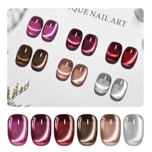 imageJODSONE 10ml Cat Eye Gel Nail Polish Set Pink Brown Collection 6 Colors for Holographic Glitter Cat Eye with Magnet at Home Salon Design Gift for Girls10ML 6Pcs 6Colors14