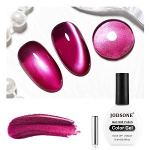 imageJODSONE 10ml Cat Eye Gel Nail Polish Set Pink Brown Collection 6 Colors for Holographic Glitter Cat Eye with Magnet at Home Salon Design Gift for Girls2716FClaret