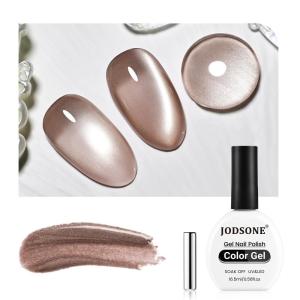 imageJODSONE 10ml Cat Eye Gel Nail Polish Set Pink Brown Collection 6 Colors for Holographic Glitter Cat Eye with Magnet at Home Salon Design Gift for Girls2476FLight Brown1