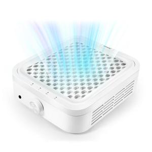 imageJODSONE 120W Nail Dust Collector Powerful Vacuum Fan Dust Collector Nail with Reusable Filter Manicure Pedicure Tool for Acrylic Nail Polishing Salon and Home UseLight White