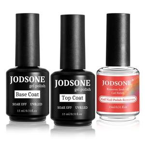 imageJODSONE 15ML Nail Primer Base Coat Top Coat Glossy Quick Drying Durable DIY Nail Art Design Long Lasting Gift15MLBTGR